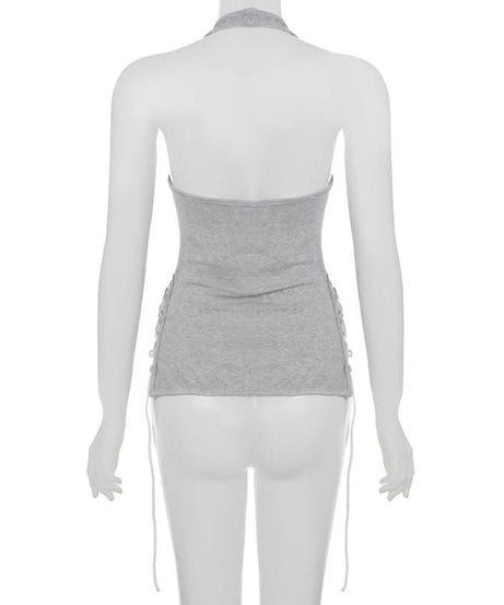 Effortless Chic: Women's Ribbed Halter Drawstring Cami – Your Fall Layering Essential