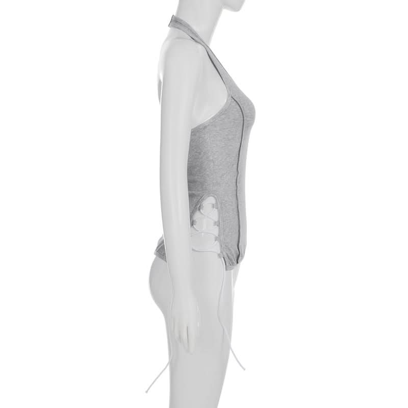 Effortless Chic: Women's Ribbed Halter Drawstring Cami – Your Fall Layering Essential