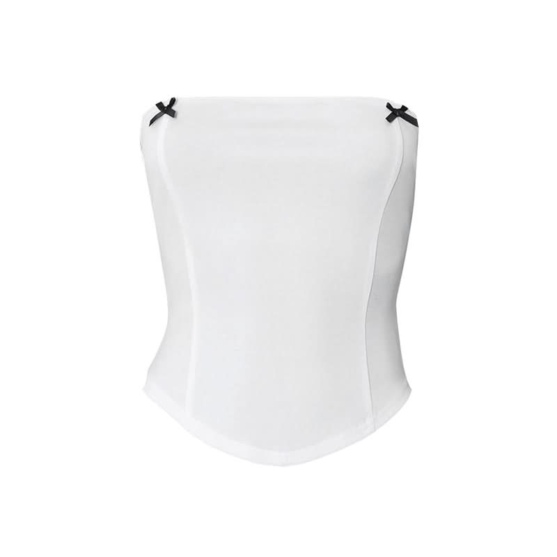 Chic Bow Detail Strapless Top - Your American Fall Style Essential