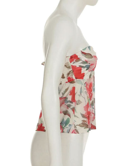 Vibrant Floral Ruched Tube Top - Chic Vacation & Resort Wear for Women