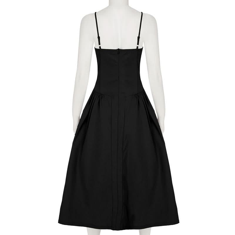 Chic Black Bustier Backless Midi Dress - Your Fall & Holiday Event Staple