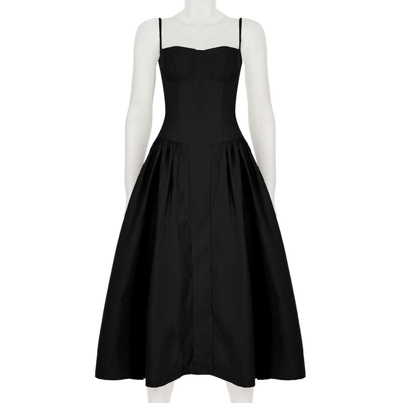 Chic Black Bustier Backless Midi Dress - Your Fall & Holiday Event Staple