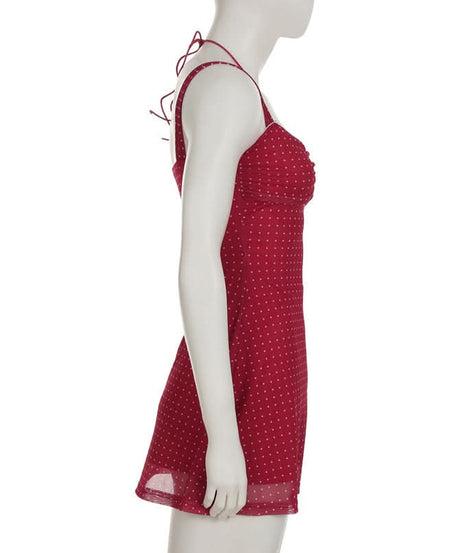 Chic Red Polka Dot Halter Mini Dress - Your Perfect Fall Party & Date Night Pick
