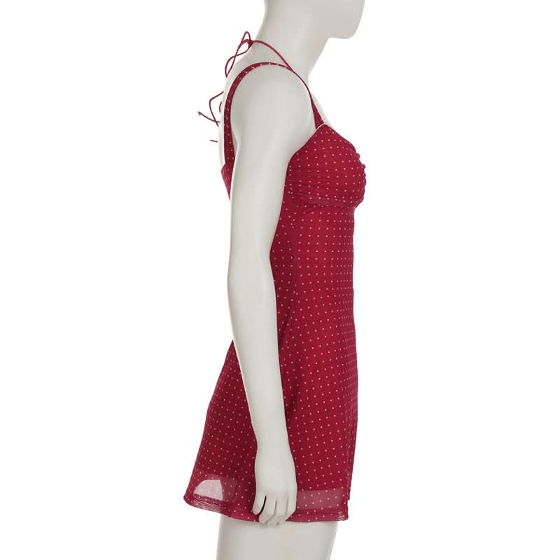 Chic Red Polka Dot Halter Mini Dress - Your Perfect Fall Party & Date Night Pick