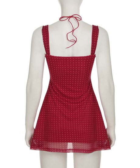 Chic Red Polka Dot Halter Mini Dress - Your Perfect Fall Party & Date Night Pick