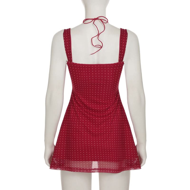 Chic Red Polka Dot Halter Mini Dress - Your Perfect Fall Party & Date Night Pick