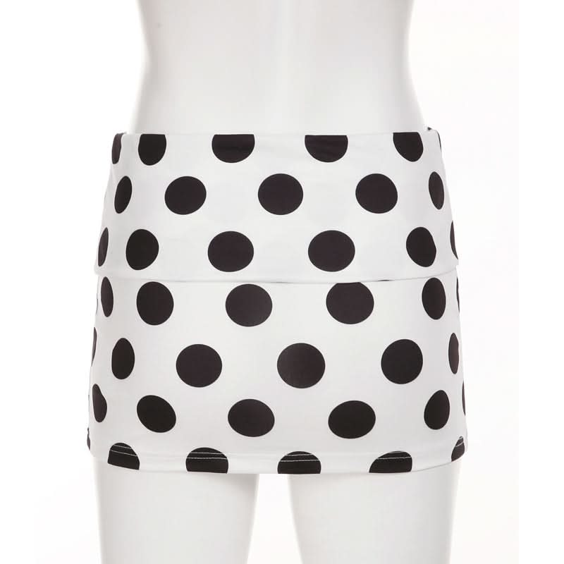 Chic Polka Dot High-Waist Mini Skirt - Classic Black & White Fall Style