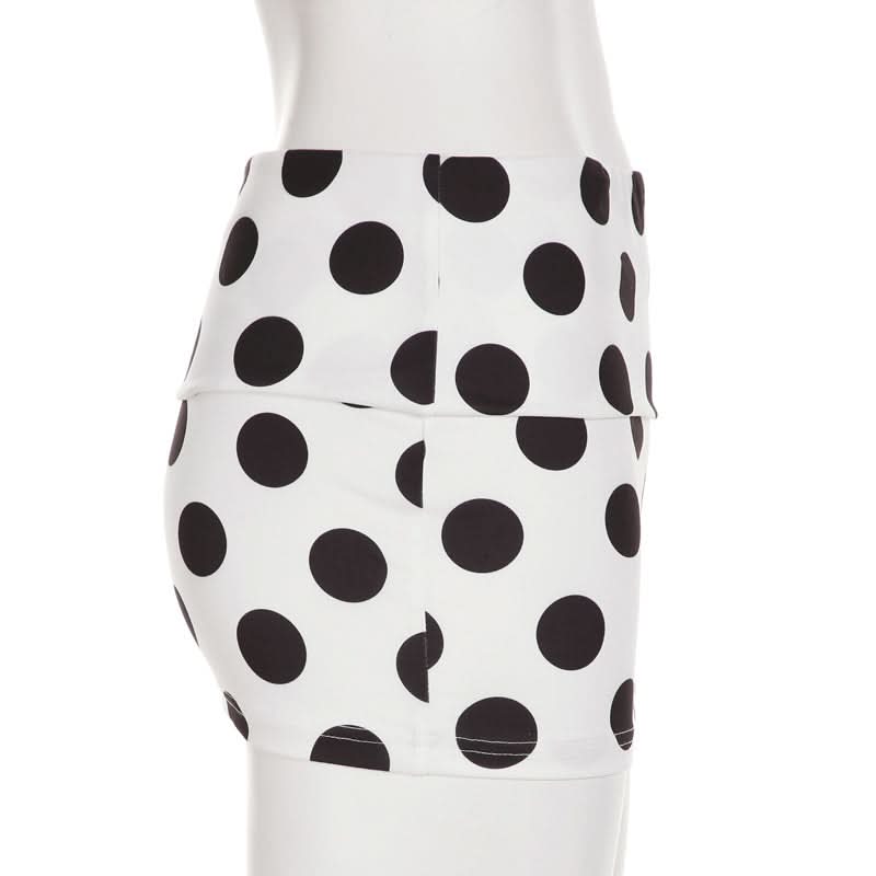 Chic Polka Dot High-Waist Mini Skirt - Classic Black & White Fall Style