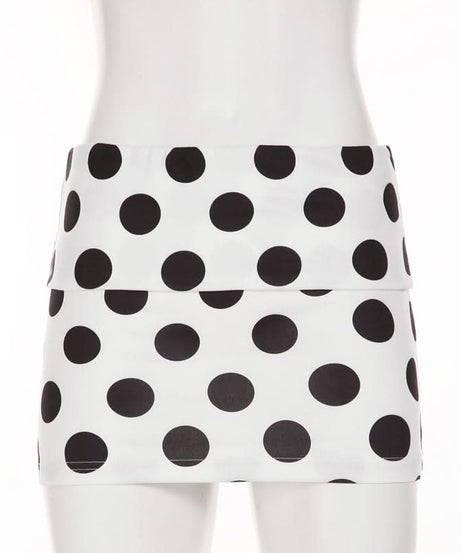 Chic Polka Dot High-Waist Mini Skirt - Classic Black & White Fall Style