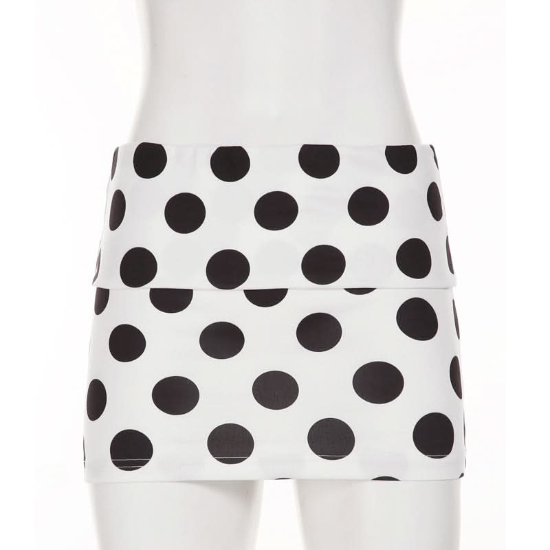 Chic Polka Dot High-Waist Mini Skirt - Classic Black & White Fall Style