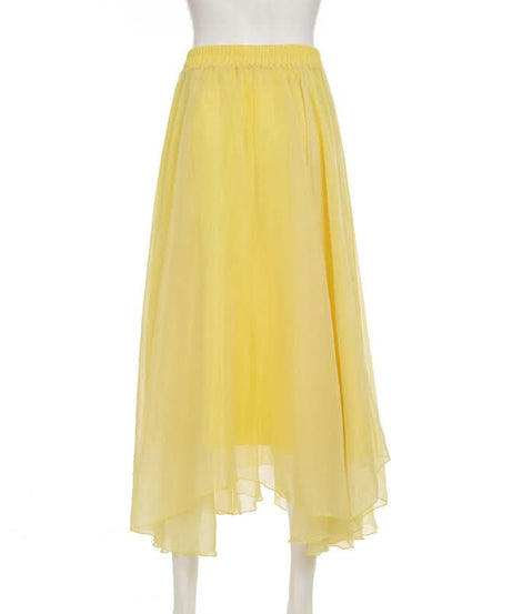 Golden Hour Glow: Effortless Yellow Chiffon Ruffle Midi Skirt – Your Versatile Fall & Resort Staple