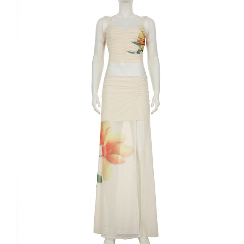 Golden Hour Bloom Ruched Cami Top - Fall Ready & Vacation Chic