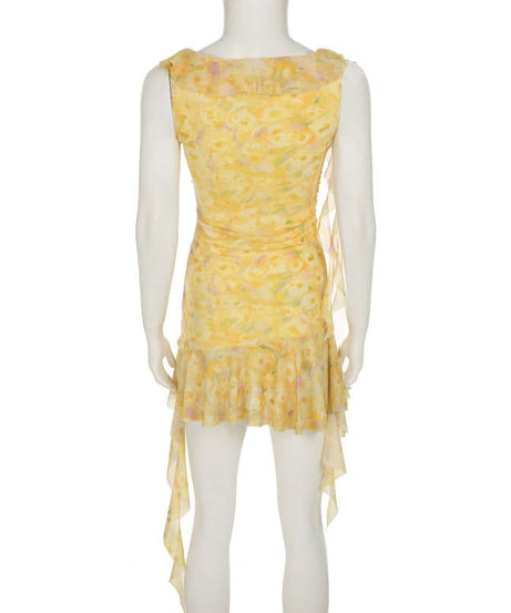 Golden Hour Bloom Ruffle Mini Dress - Effortless Chic for Fall Getaways