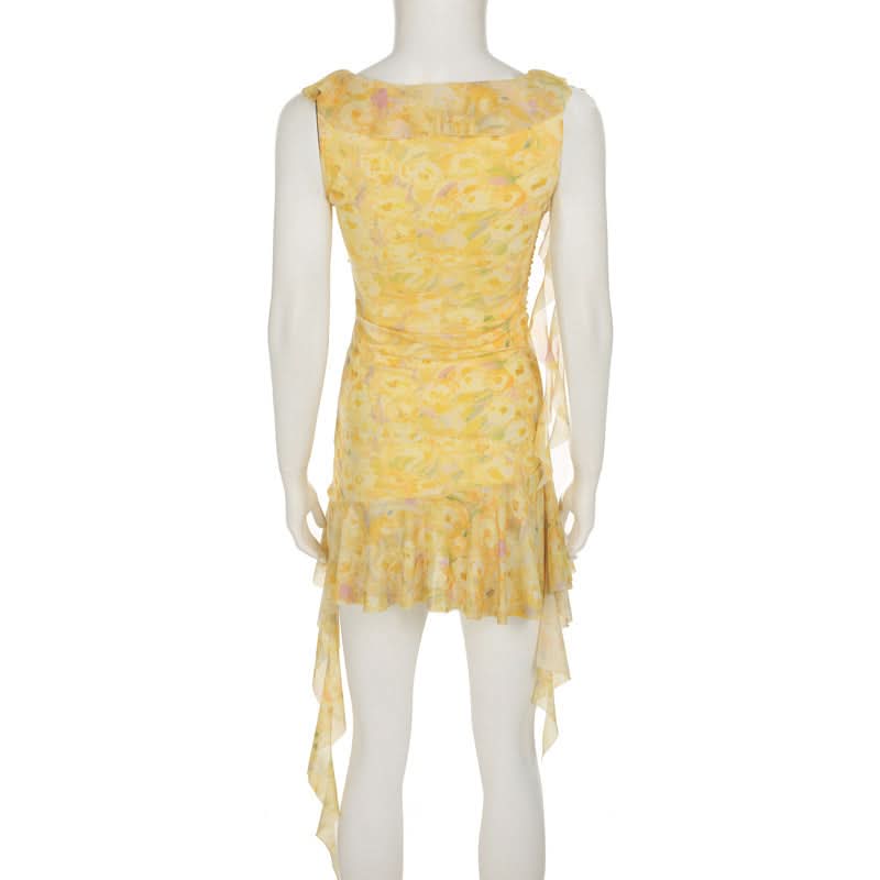 Golden Hour Bloom Ruffle Mini Dress - Effortless Chic for Fall Getaways