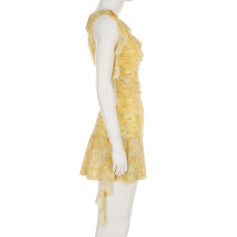 Golden Hour Bloom Ruffle Mini Dress - Effortless Chic for Fall Getaways