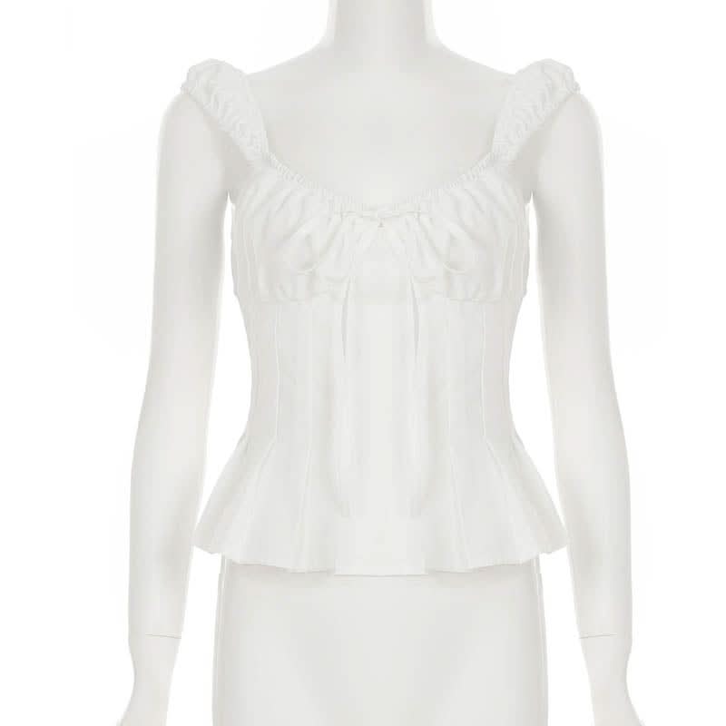 Autumn Bloom Sweetheart Peplum Blouse | Chic Puff Sleeve Tie-Front Top for Fall & Holidays