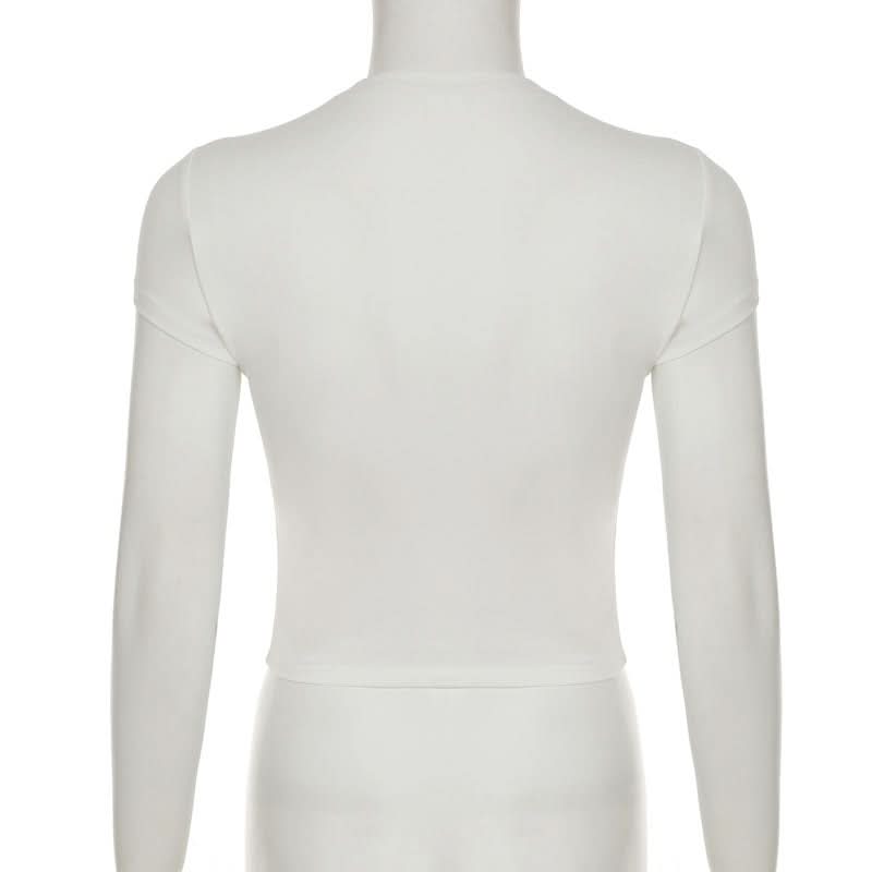 New York Rose & Red Star Graphic Fitted Tee - Women's Edgy Y2K Street Style Top