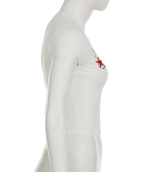 New York Rose & Red Star Graphic Fitted Tee - Women's Edgy Y2K Street Style Top