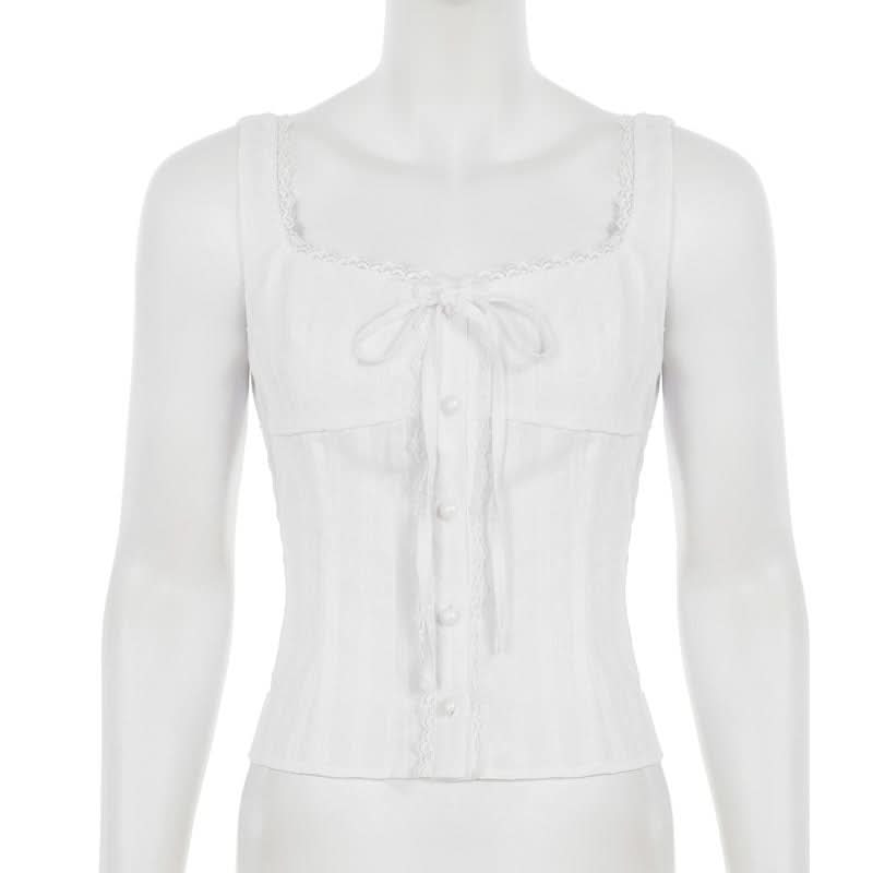 Romantic Lace Tie-Front Square Neck Cami | Effortless Fall Layering & Chic Style