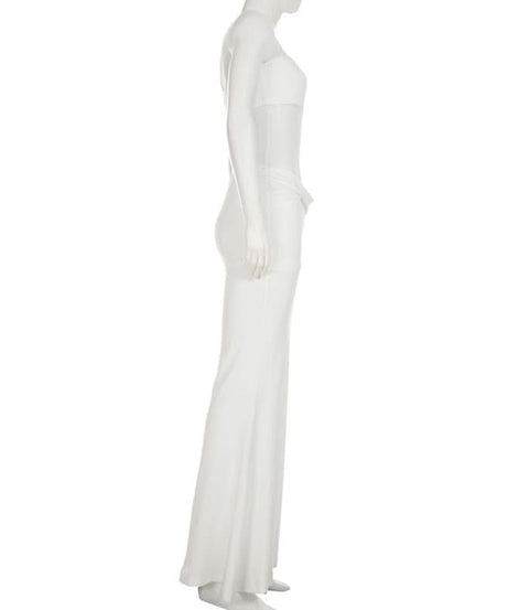 Effortless Glamour: White Ruched Halter Maxi Dress for Holiday & Evening Soirees