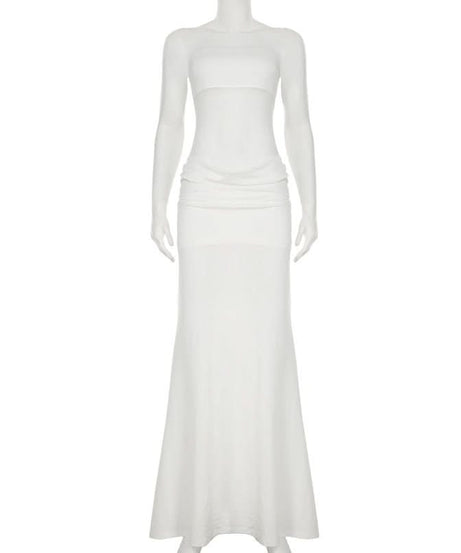 Effortless Glamour: White Ruched Halter Maxi Dress for Holiday & Evening Soirees