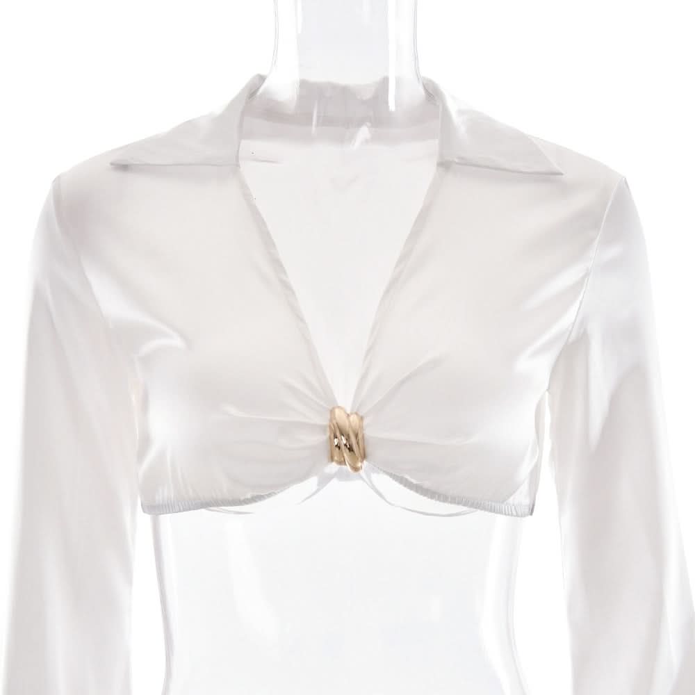 Luxurious White Satin Draped Maxi Skirt & Crop Top Set - Your Fall & Holiday Event Glam