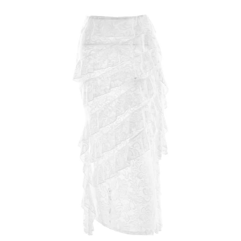 Romantic White Lace Tiered Ruffle Maxi Skirt - Your Boho Chic Getaway & Holiday Style Essential