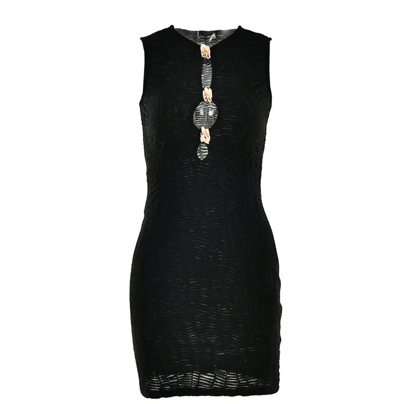 Dazzle & Shine: Black Ruched Cutout Mini Dress with Gold Hardware | Fall & Holiday Party Perfect