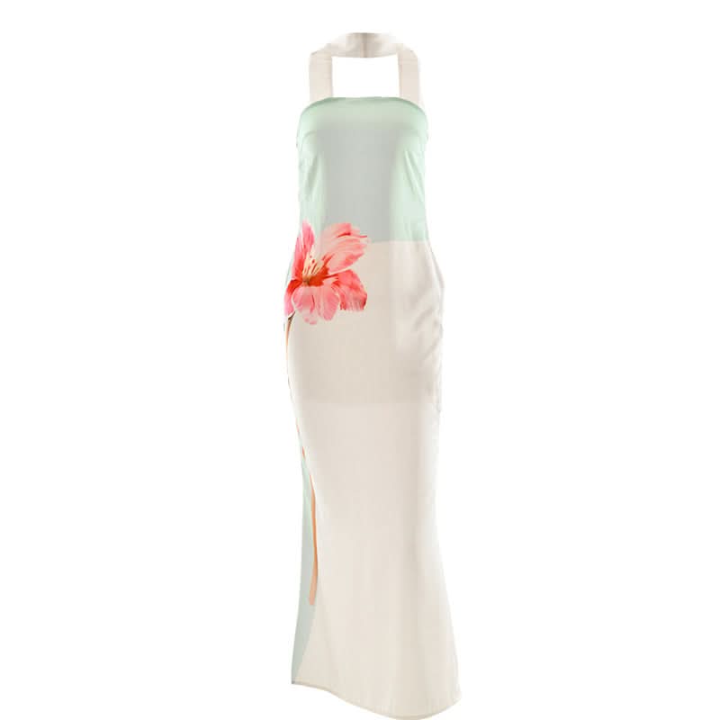 Elegant Tropical Bloom Halter Maxi Dress – Your Fall Getaway & Resort Essential