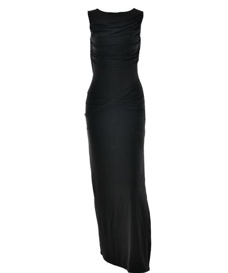 Sky Blue Ruched Maxi Dress: Elegant Sleeveless Bodycon for Fall Getaways & Resort Chic