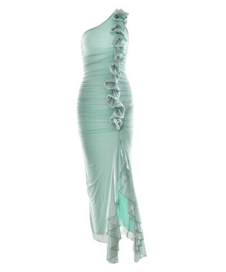 Elegant Black One-Shoulder Ruffle Maxi Gown - Your Fall & Holiday Event Showstopper