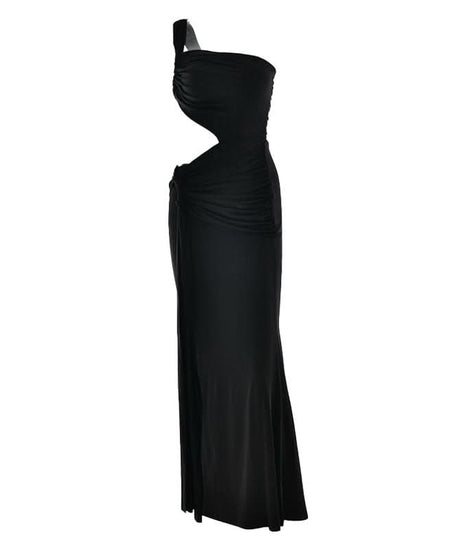 Black One-Shoulder Cut-Out Maxi Dress: Your Daring Fall & Holiday Party Statement