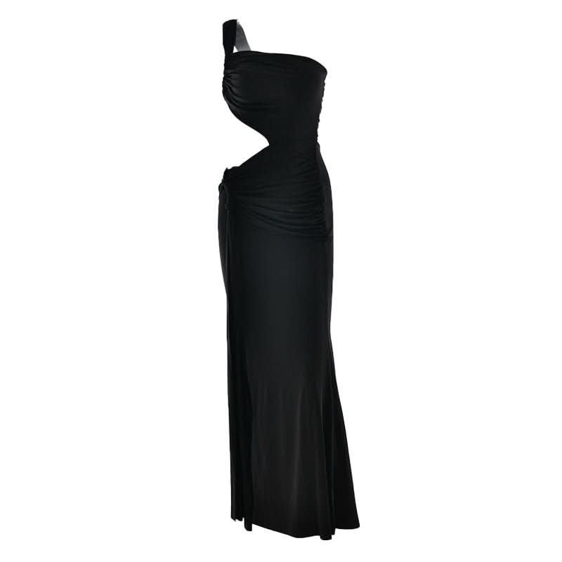 Black One-Shoulder Cut-Out Maxi Dress: Your Daring Fall & Holiday Party Statement