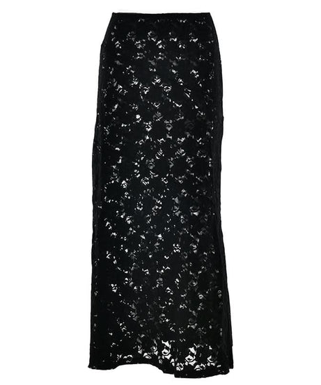 Fall Glam Black Lace Maxi Skirt - Sheer Elegance for Halloween & Holiday Parties