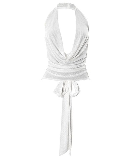 Dazzling Deep Red Cowl Neck Halter Top | Holiday & Party Glam for American Women