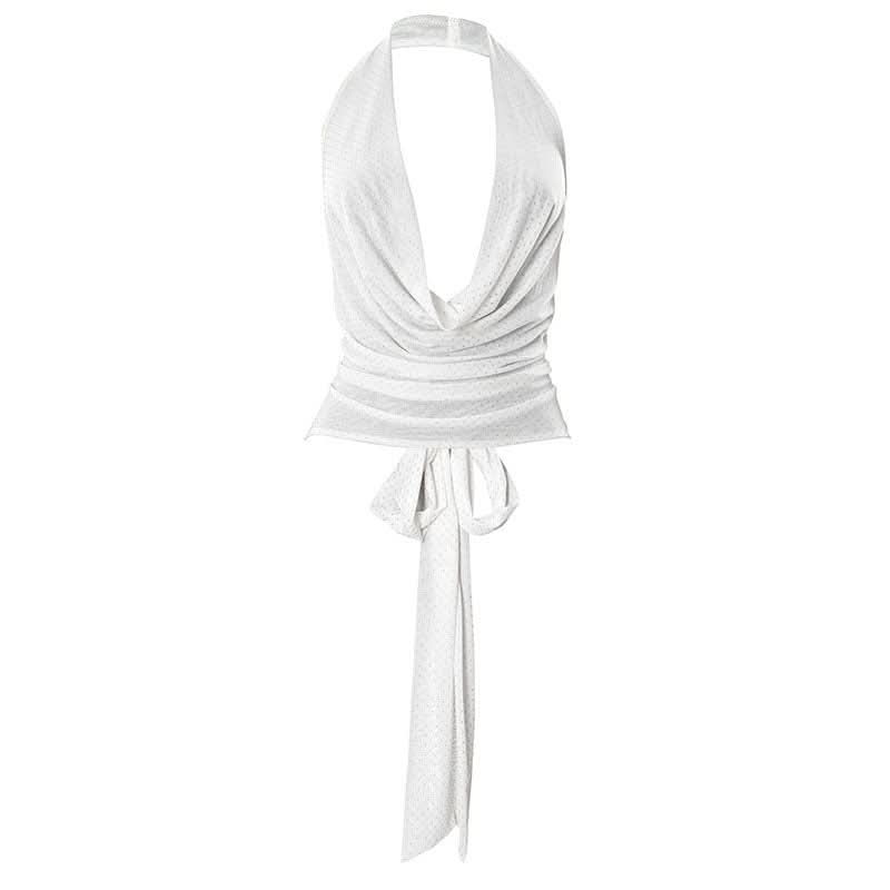 Dazzling Deep Red Cowl Neck Halter Top | Holiday & Party Glam for American Women