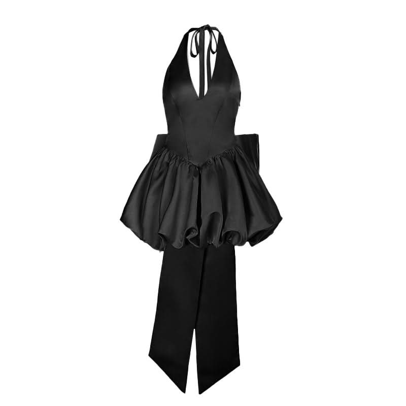 Glamorous Pink Halter Bubble Mini Dress with Statement Tie | Your Ultimate Party & Holiday Staple