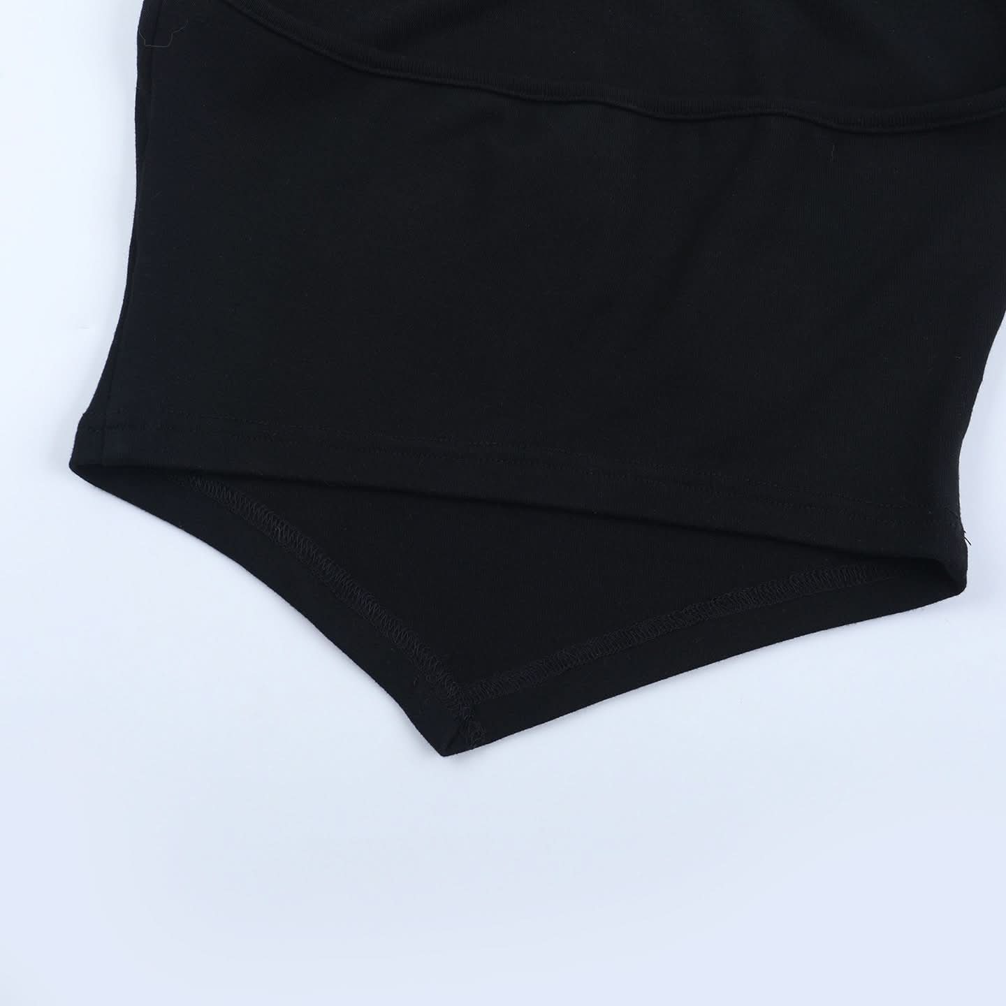 Edgy Gothic Inverted Cross Skull Chain Halter Crop Top - Spooky Season Style