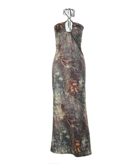 Mystic Bohemian Halter Maxi Dress - Chic Fall '25 Print