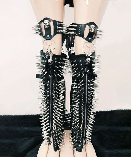 Unleash Your Edge: Spiked PU Leather Rave Bra Top & Choker Set - Perfect for Halloween, Festivals & Club Nights