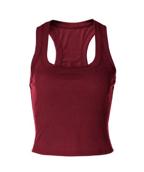 Effortless Chic Ribbed Racerback Crop Tank – Fall U-Neck Layering Essential
