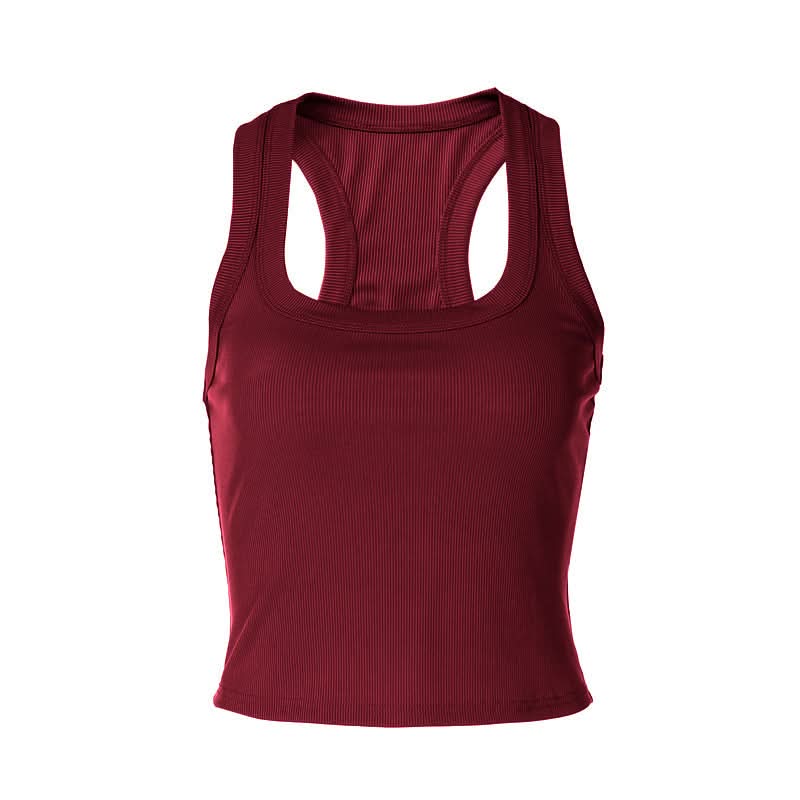 Effortless Chic Ribbed Racerback Crop Tank – Fall U-Neck Layering Essential