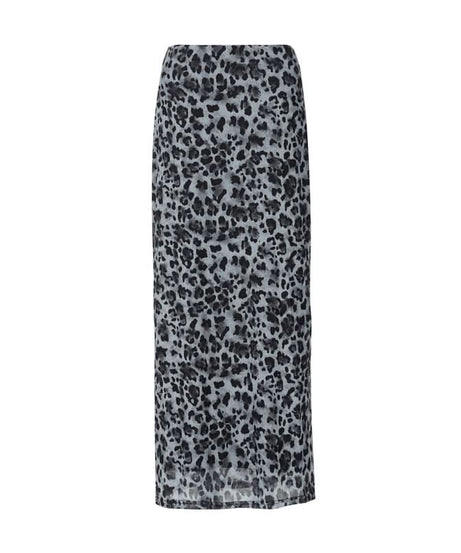 Wild Instinct: Chic Grey Leopard Mesh Maxi Skirt – Your Go-To for Fall Fashion