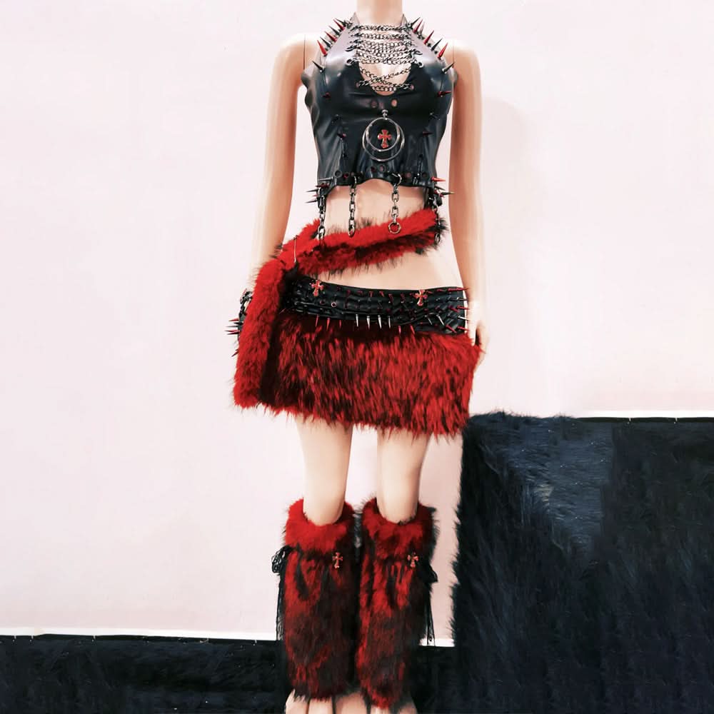 Dare to Rule: Spiked Faux Leather Halter Top | Gothic Halloween Rave Clubwear for Women