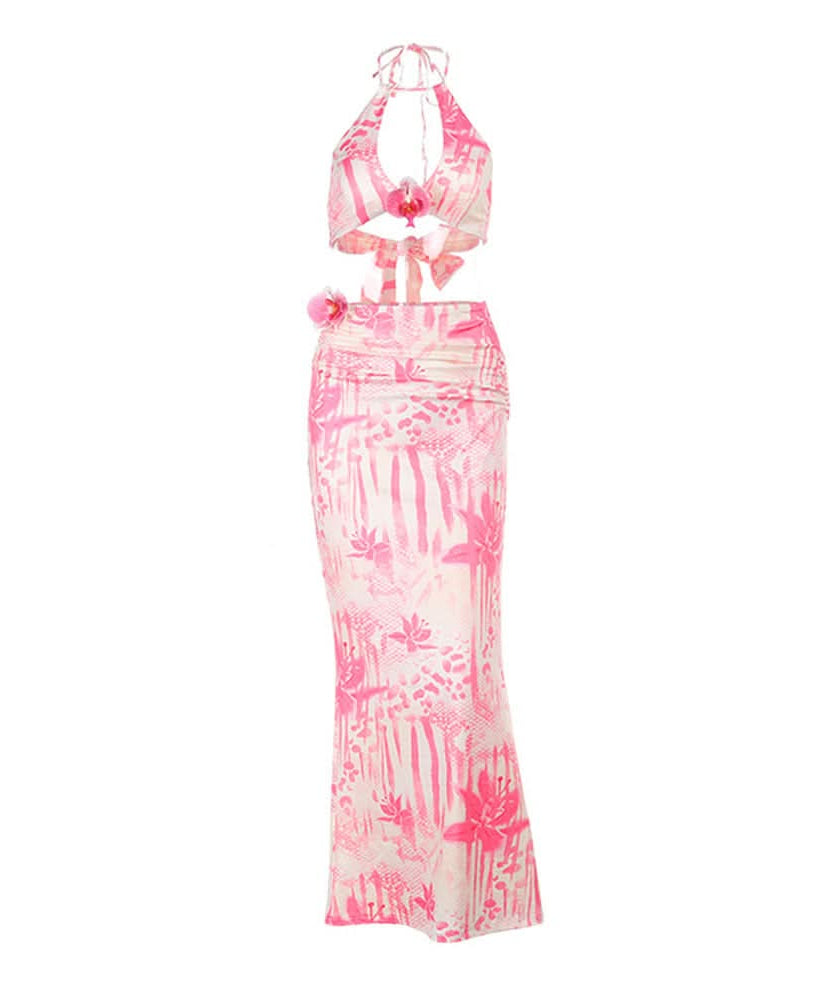Pink Orchid Halter & Maxi Skirt Set - Your Ultimate Warm Weather Getaway Outfit