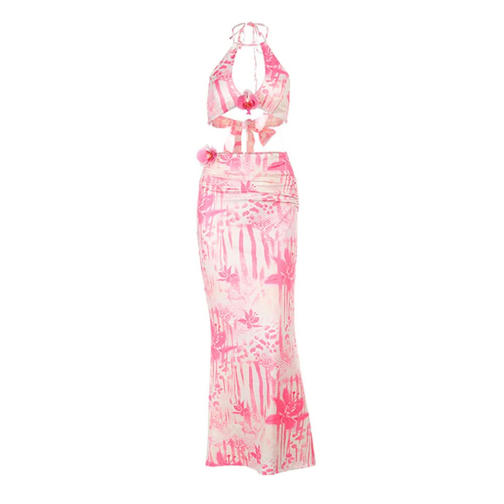 Pink Orchid Halter & Maxi Skirt Set - Your Ultimate Warm Weather Getaway Outfit