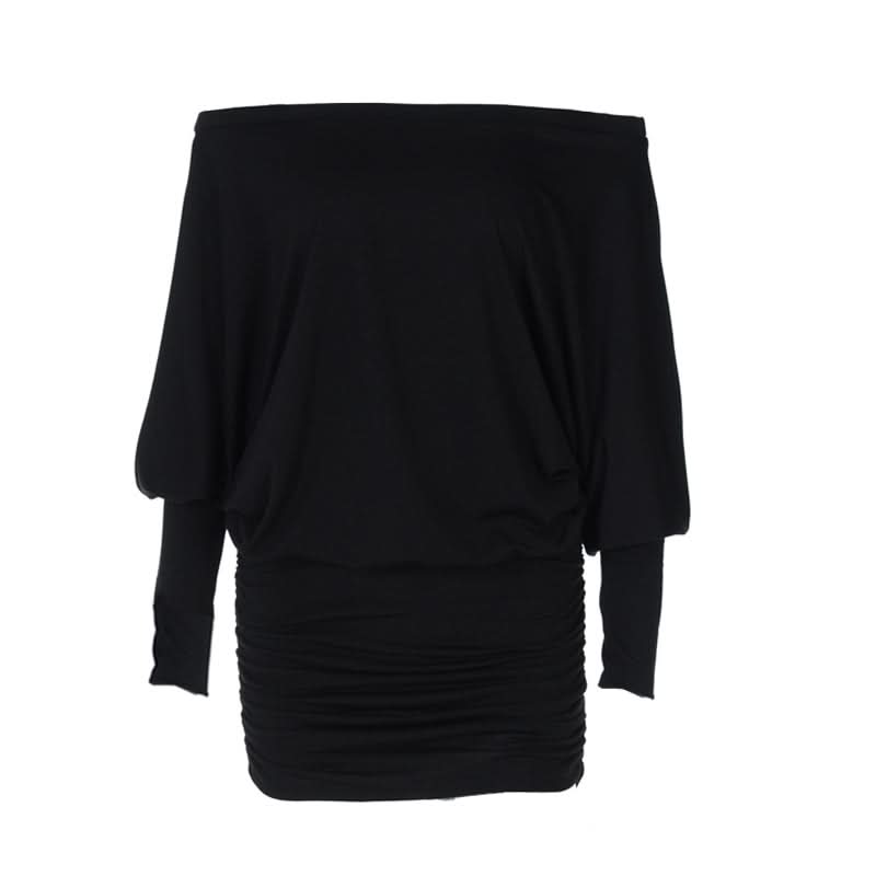 Effortless Chic: Off-Shoulder Dolman Sleeve Ruched Mini Dress – Perfect for Fall & Holiday Styling