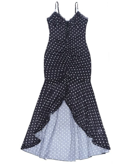 Vintage Glam Polka Dot Ruched Mermaid Midi Dress - Your Fall & Holiday Party Statement