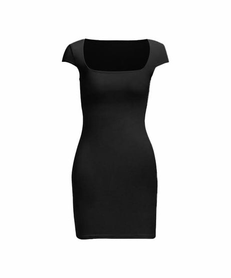 Sunshine Chic: Square Neck Cap Sleeve Bodycon Mini Dress - Your Versatile Fall & Holiday Essential
