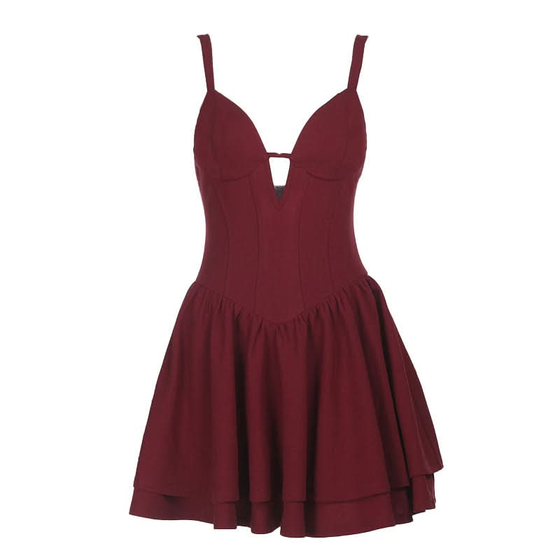 Burgundy Sweetheart Corset Skater Mini Dress - Your Fall & Holiday Party Essential
